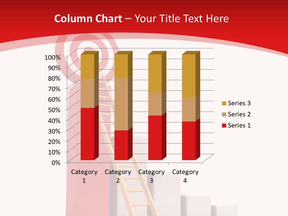 A Ladder Leading Up To A Target On A Red Background PowerPoint Template