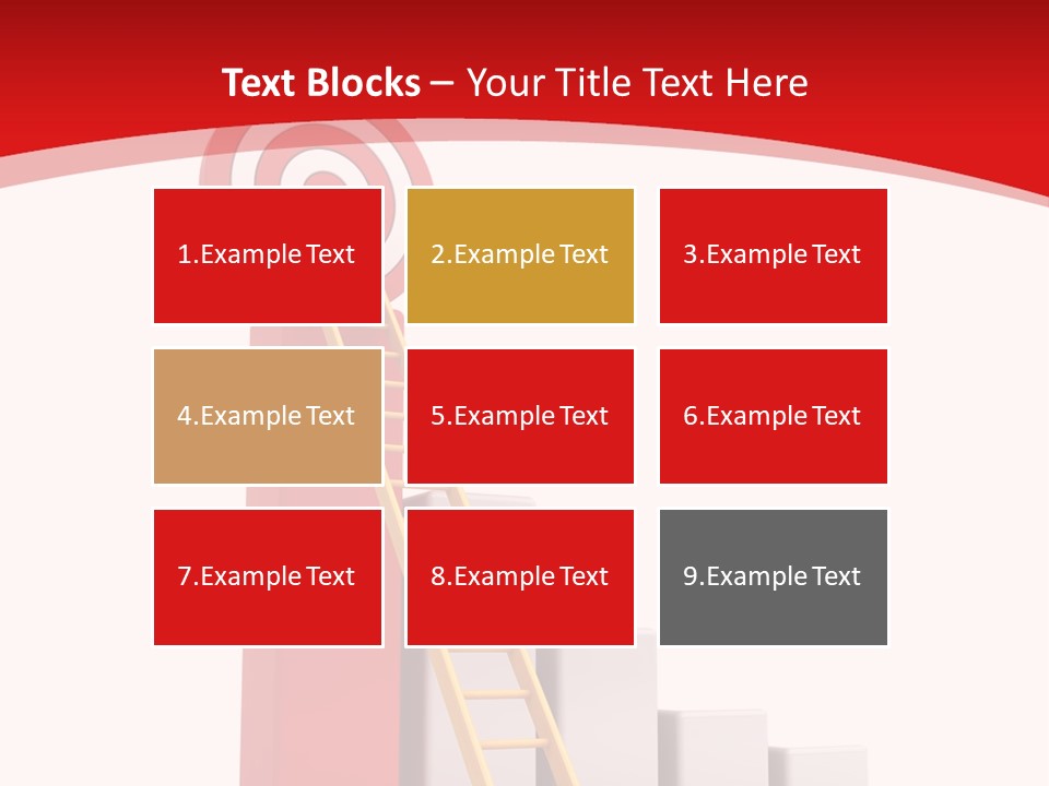 A Ladder Leading Up To A Target On A Red Background PowerPoint Template