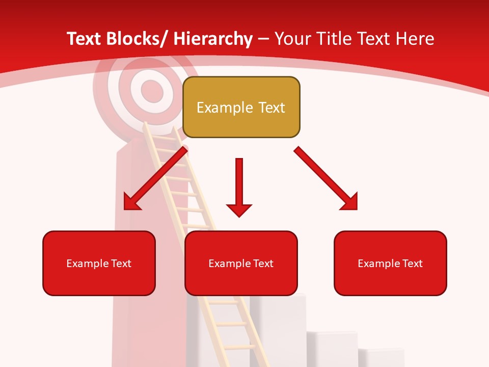 A Ladder Leading Up To A Target On A Red Background PowerPoint Template