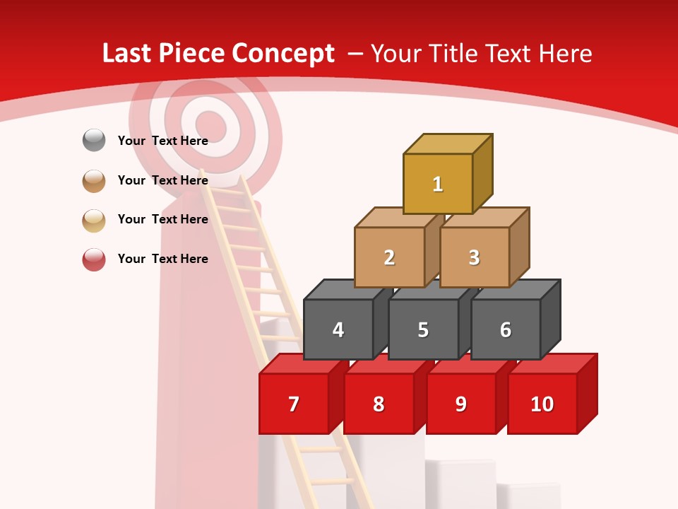 A Ladder Leading Up To A Target On A Red Background PowerPoint Template