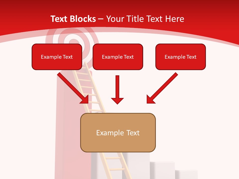 A Ladder Leading Up To A Target On A Red Background PowerPoint Template