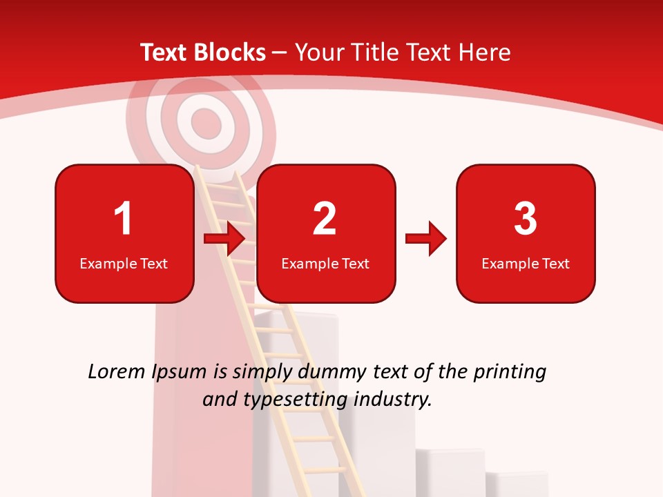 A Ladder Leading Up To A Target On A Red Background PowerPoint Template