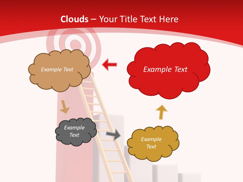 A Ladder Leading Up To A Target On A Red Background PowerPoint Template