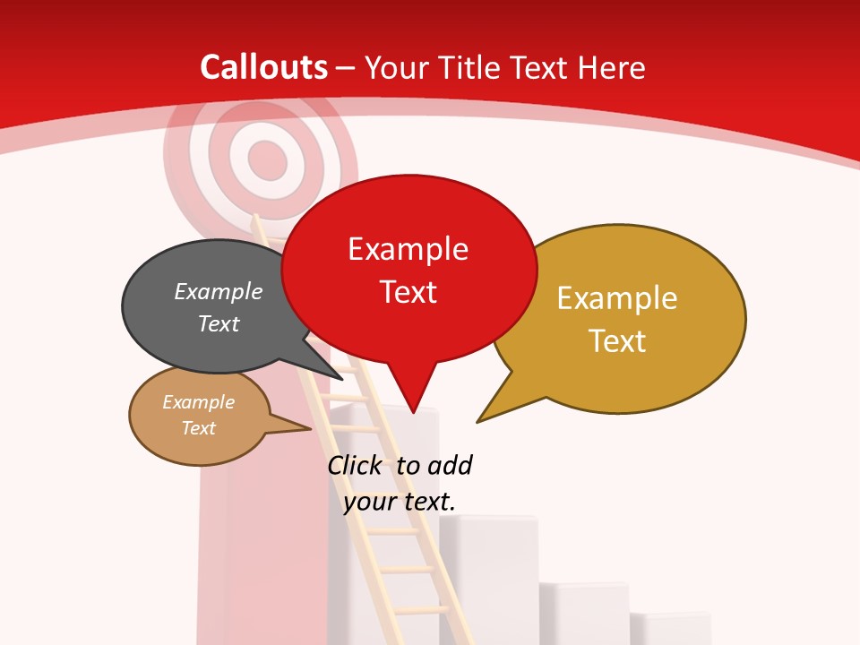 A Ladder Leading Up To A Target On A Red Background PowerPoint Template
