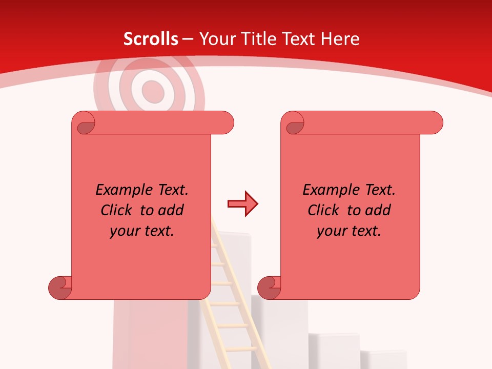 A Ladder Leading Up To A Target On A Red Background PowerPoint Template