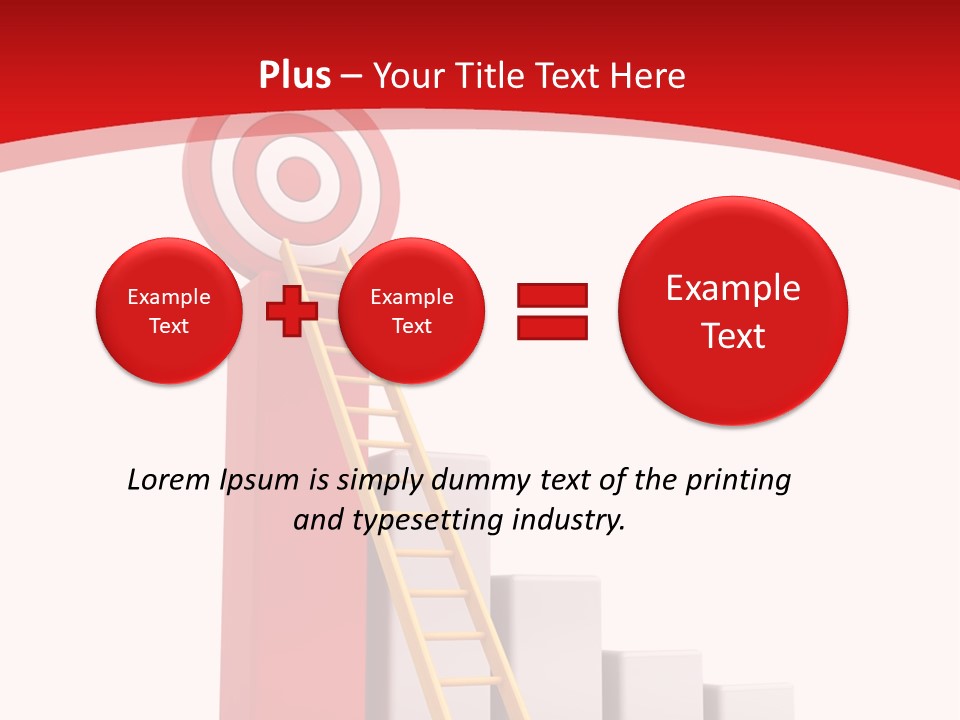 A Ladder Leading Up To A Target On A Red Background PowerPoint Template