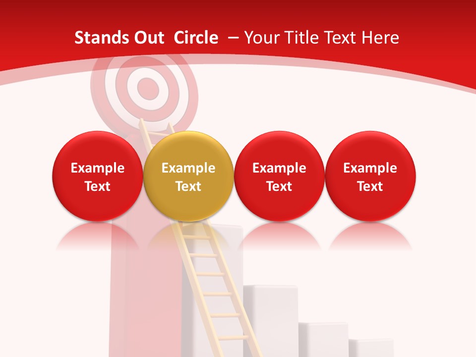 A Ladder Leading Up To A Target On A Red Background PowerPoint Template