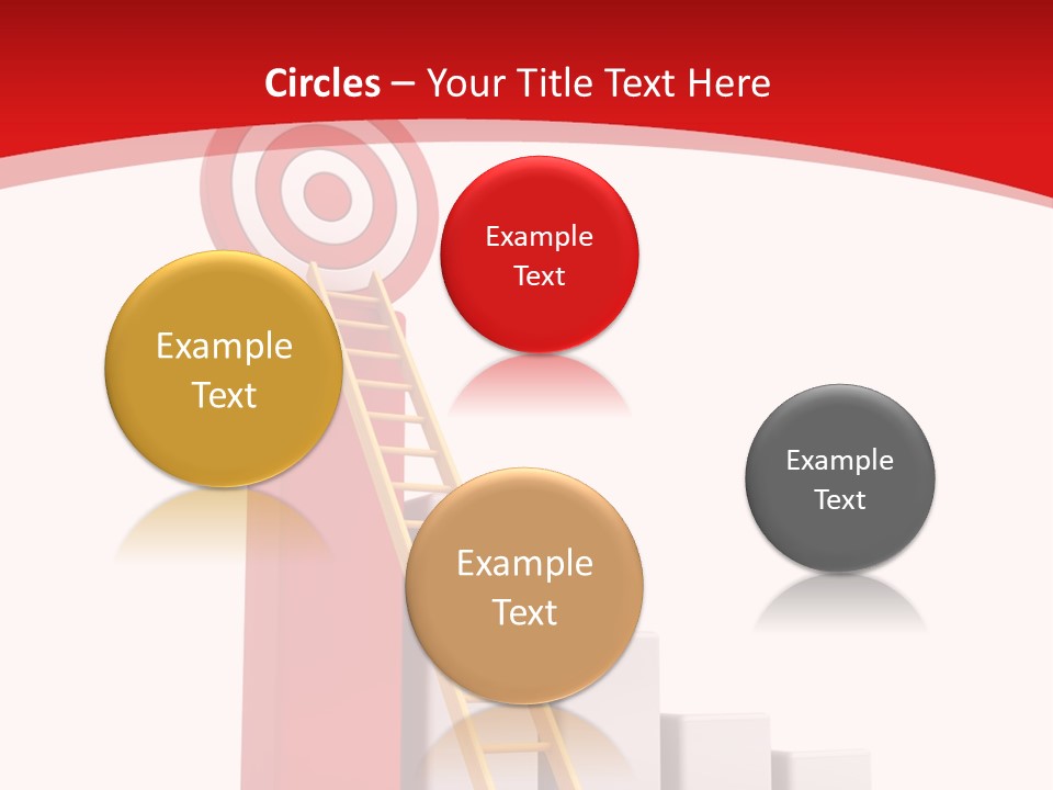 A Ladder Leading Up To A Target On A Red Background PowerPoint Template