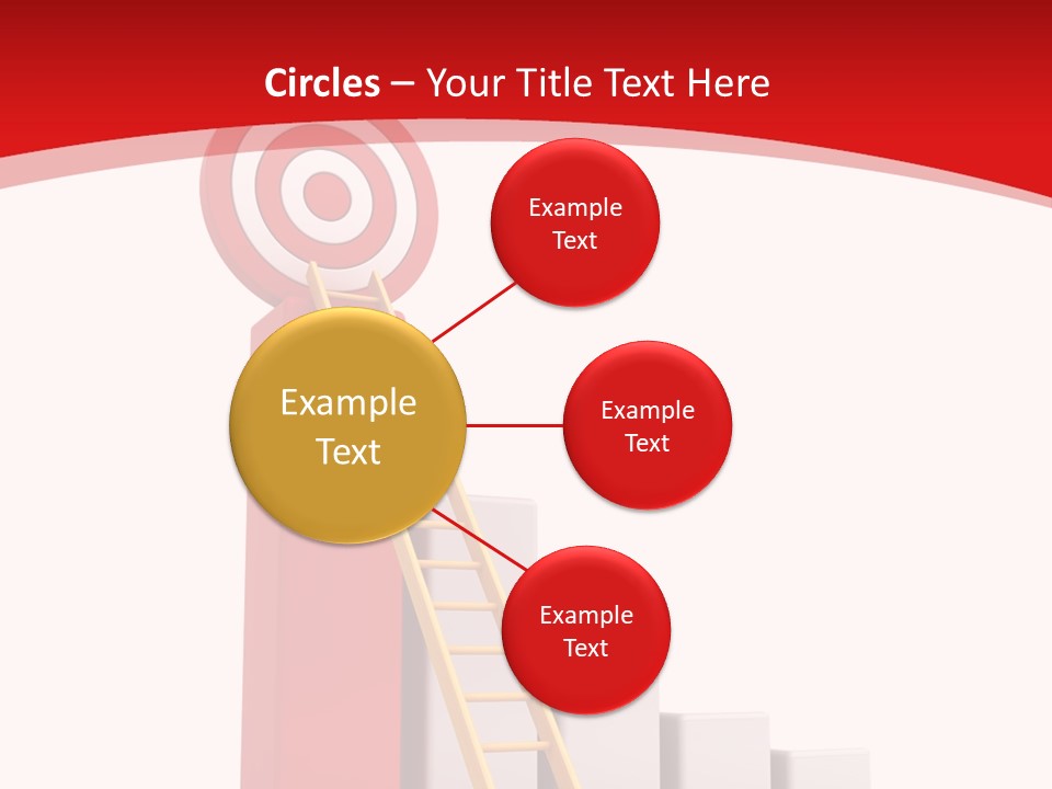 A Ladder Leading Up To A Target On A Red Background PowerPoint Template