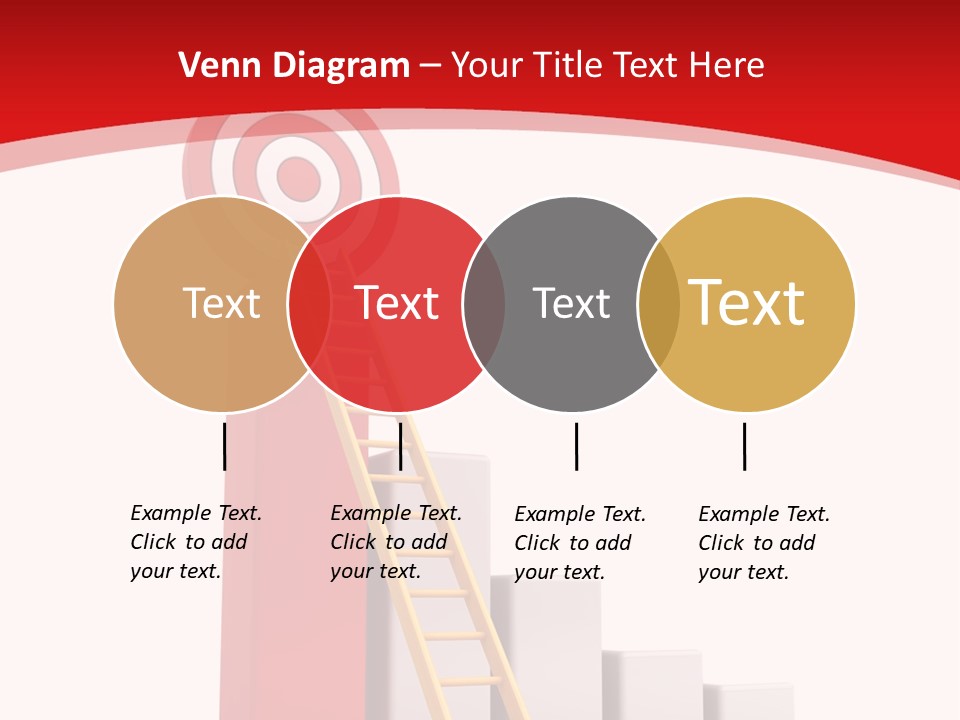 A Ladder Leading Up To A Target On A Red Background PowerPoint Template