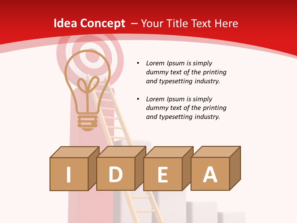 A Ladder Leading Up To A Target On A Red Background PowerPoint Template