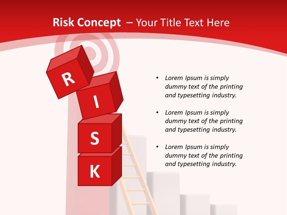 A Ladder Leading Up To A Target On A Red Background PowerPoint Template