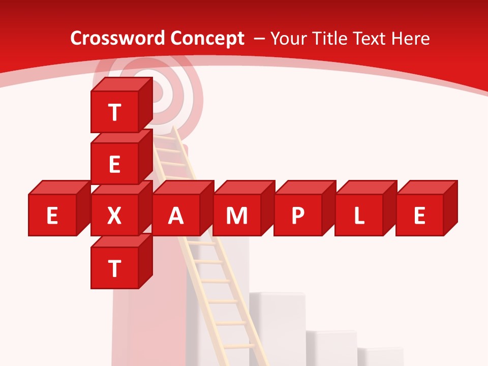 A Ladder Leading Up To A Target On A Red Background PowerPoint Template