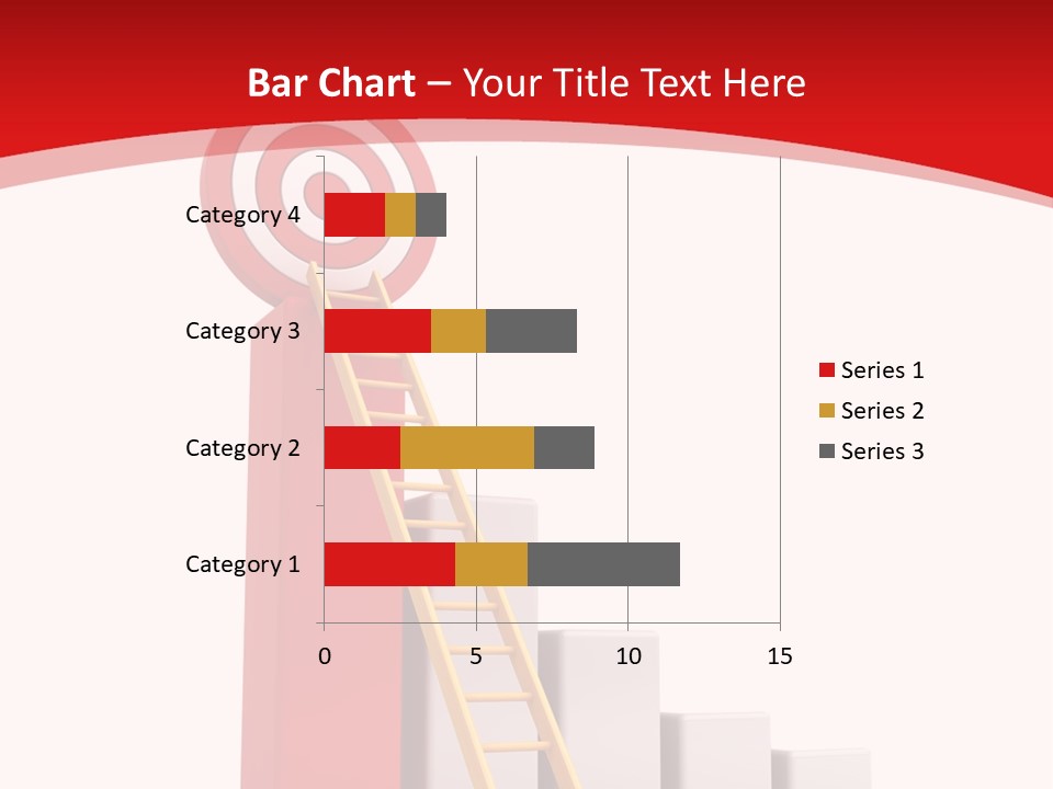 A Ladder Leading Up To A Target On A Red Background PowerPoint Template