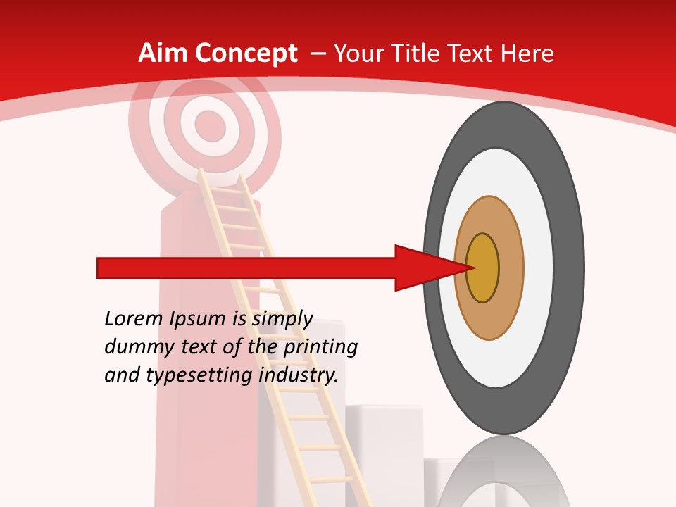 A Ladder Leading Up To A Target On A Red Background PowerPoint Template
