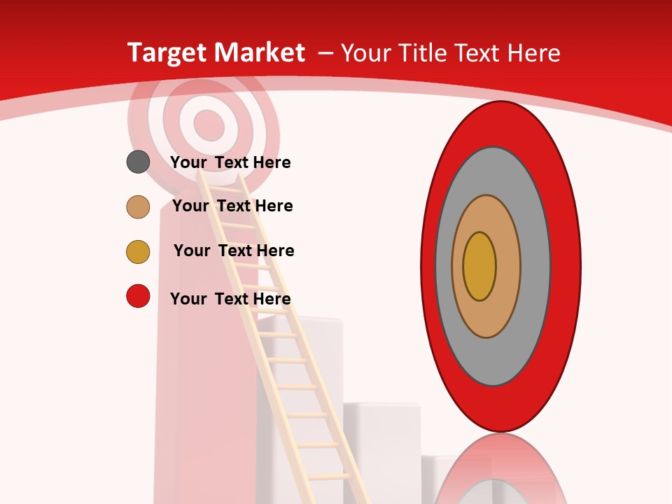 A Ladder Leading Up To A Target On A Red Background PowerPoint Template