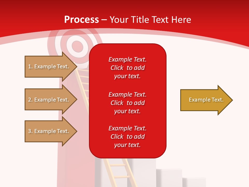 A Ladder Leading Up To A Target On A Red Background PowerPoint Template