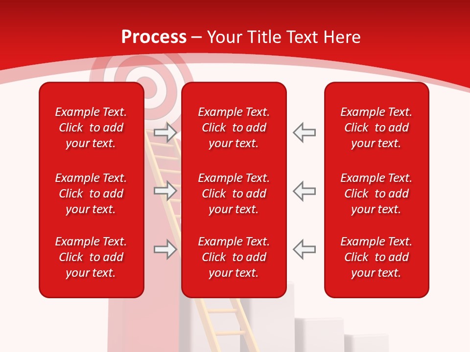 A Ladder Leading Up To A Target On A Red Background PowerPoint Template