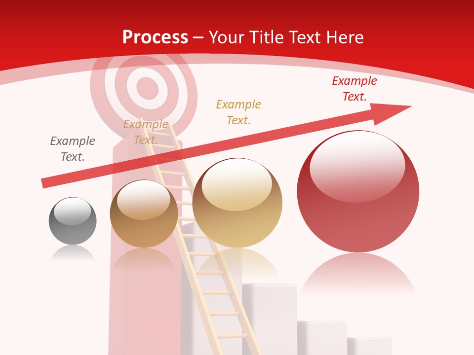 A Ladder Leading Up To A Target On A Red Background PowerPoint Template