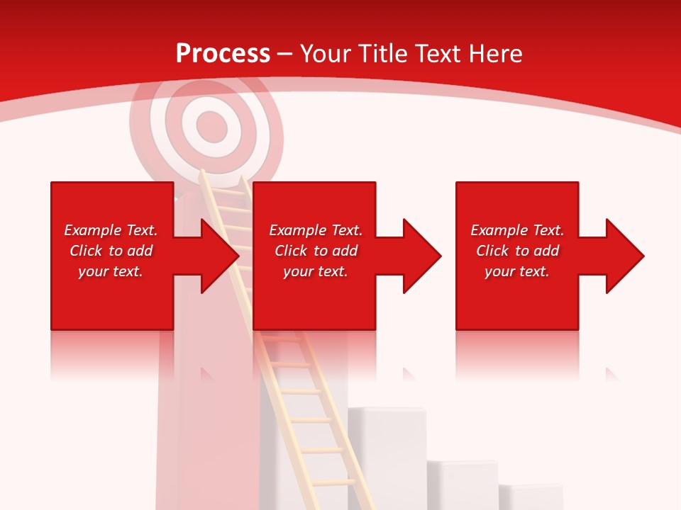 A Ladder Leading Up To A Target On A Red Background PowerPoint Template