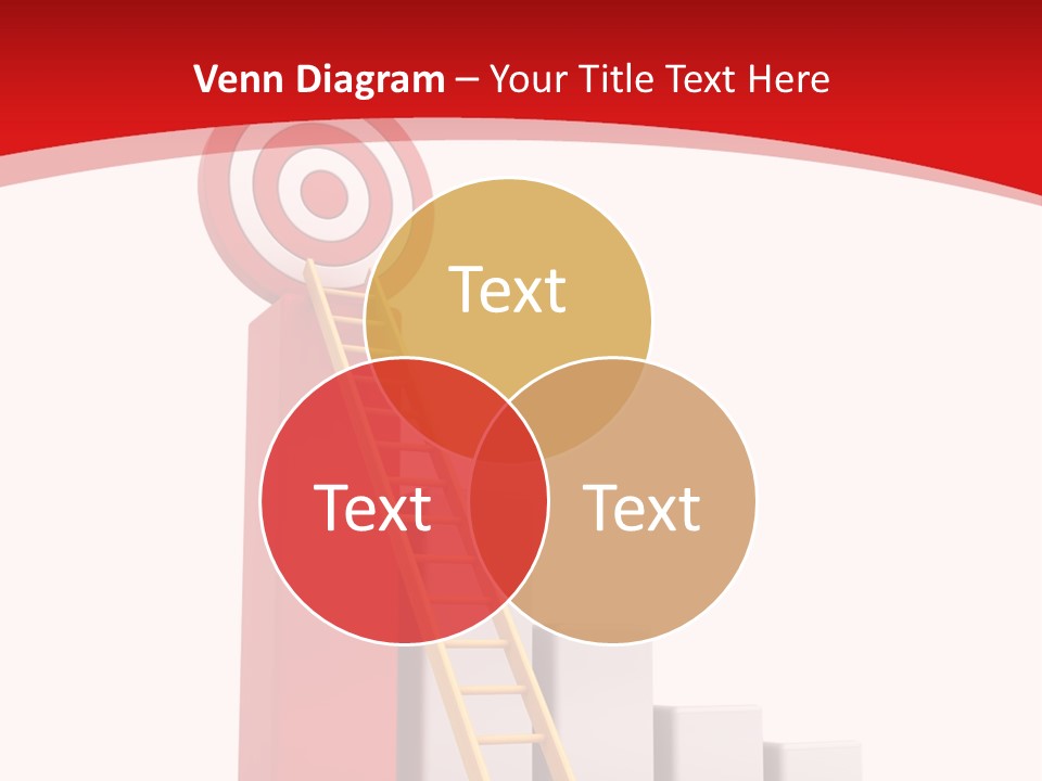 A Ladder Leading Up To A Target On A Red Background PowerPoint Template