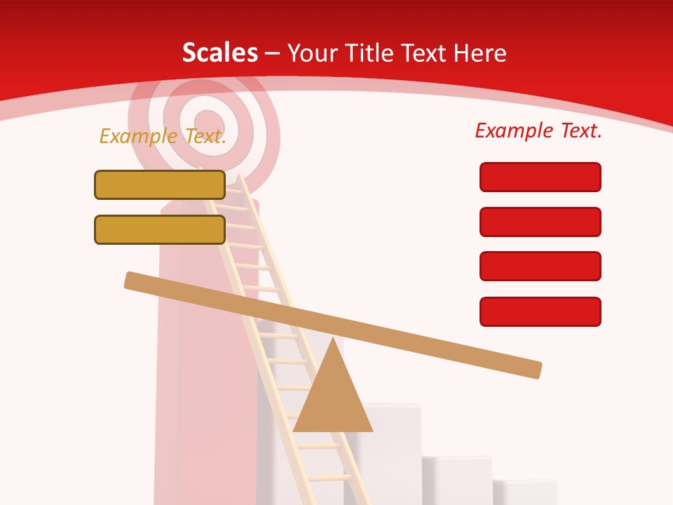 A Ladder Leading Up To A Target On A Red Background PowerPoint Template