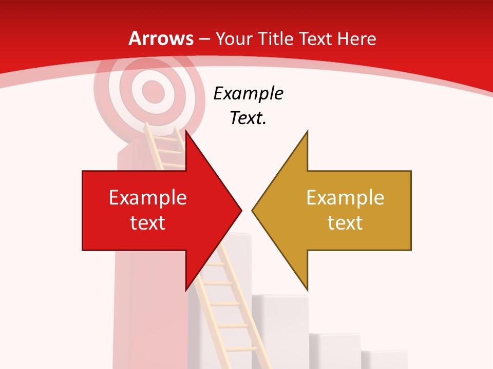 A Ladder Leading Up To A Target On A Red Background PowerPoint Template