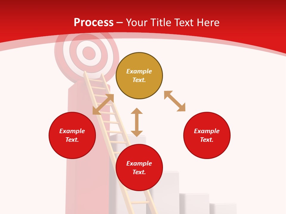 A Ladder Leading Up To A Target On A Red Background PowerPoint Template