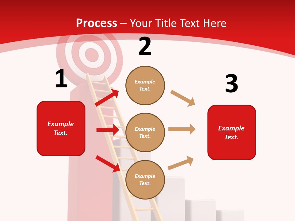 A Ladder Leading Up To A Target On A Red Background PowerPoint Template