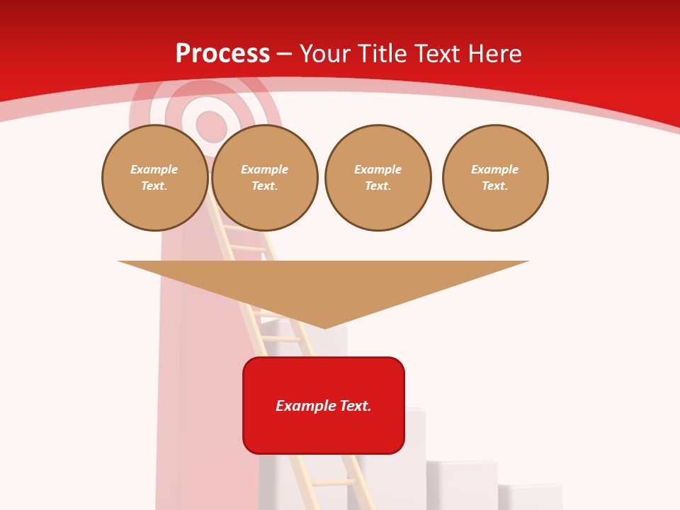 A Ladder Leading Up To A Target On A Red Background PowerPoint Template