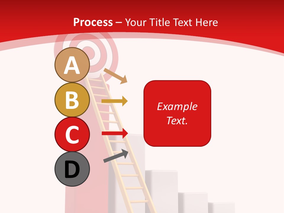 A Ladder Leading Up To A Target On A Red Background PowerPoint Template