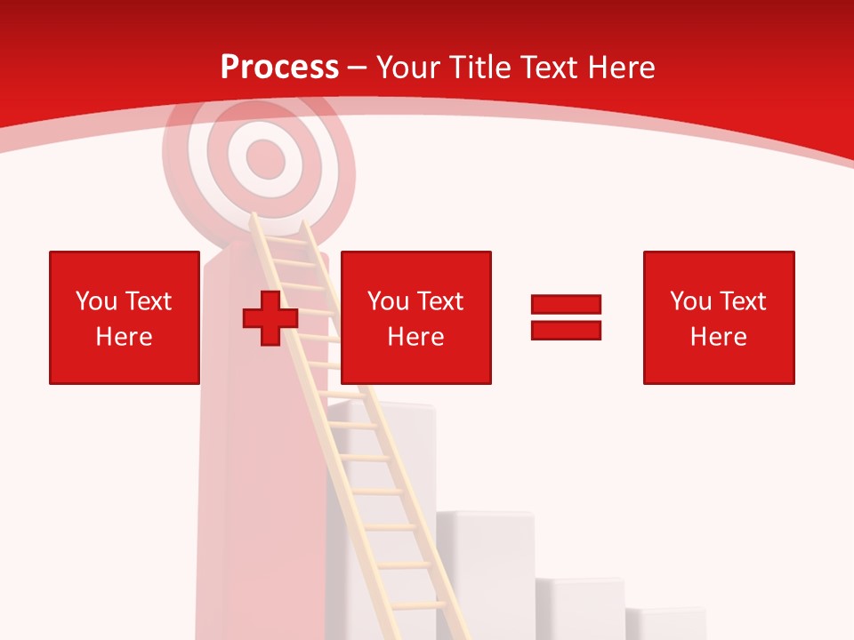 A Ladder Leading Up To A Target On A Red Background PowerPoint Template