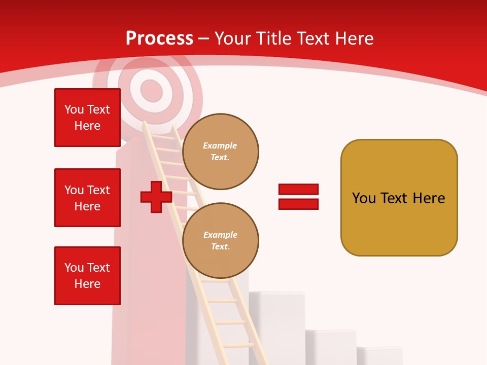 A Ladder Leading Up To A Target On A Red Background PowerPoint Template