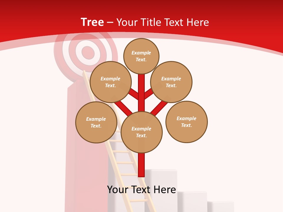 A Ladder Leading Up To A Target On A Red Background PowerPoint Template