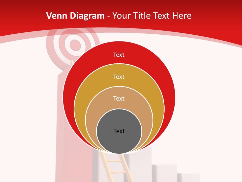 A Ladder Leading Up To A Target On A Red Background PowerPoint Template