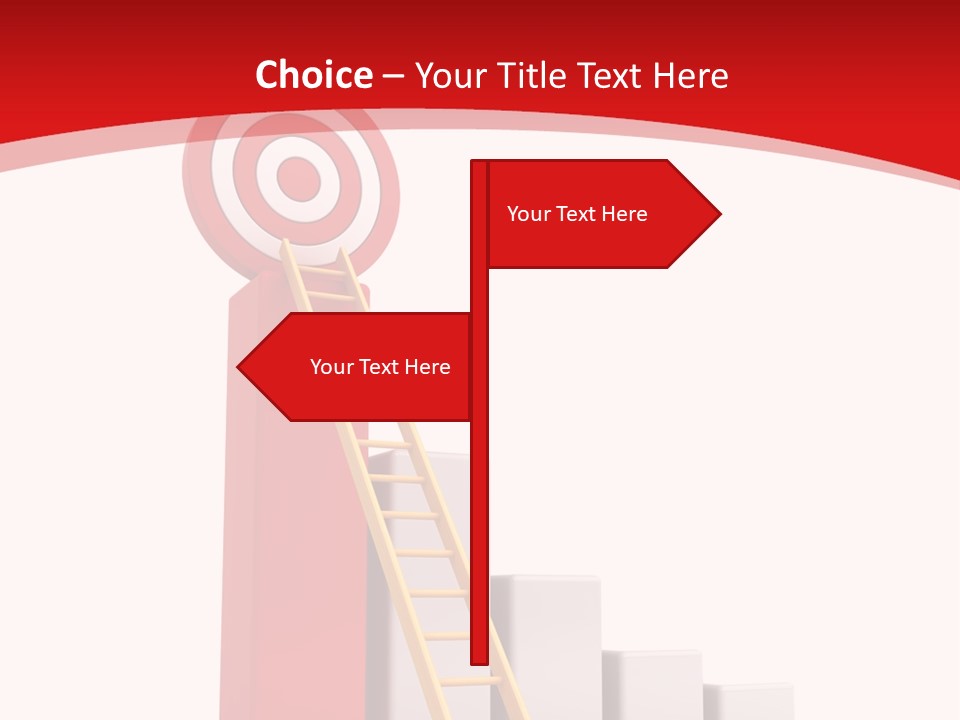 A Ladder Leading Up To A Target On A Red Background PowerPoint Template