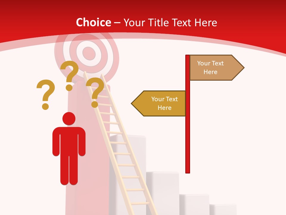 A Ladder Leading Up To A Target On A Red Background PowerPoint Template