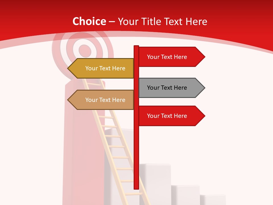 A Ladder Leading Up To A Target On A Red Background PowerPoint Template