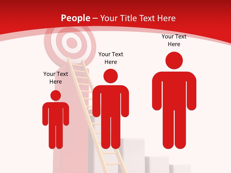 A Ladder Leading Up To A Target On A Red Background PowerPoint Template