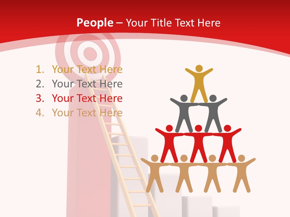 A Ladder Leading Up To A Target On A Red Background PowerPoint Template