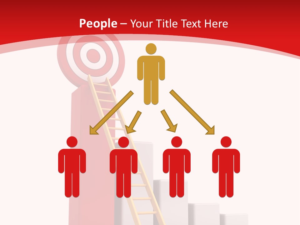 A Ladder Leading Up To A Target On A Red Background PowerPoint Template