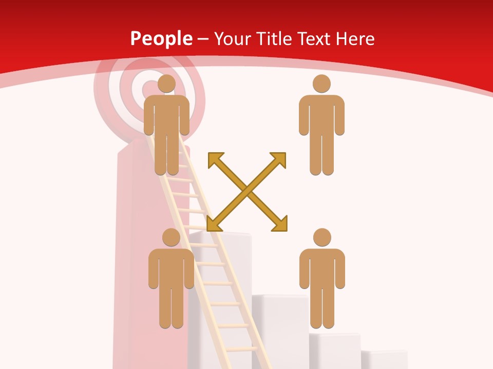 A Ladder Leading Up To A Target On A Red Background PowerPoint Template