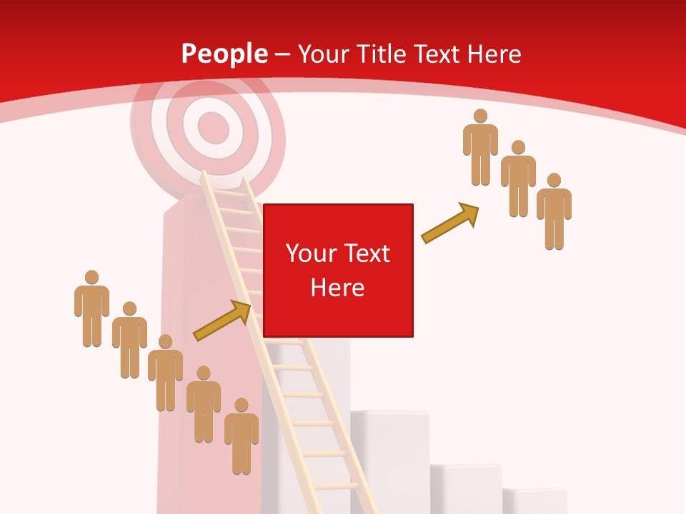 A Ladder Leading Up To A Target On A Red Background PowerPoint Template