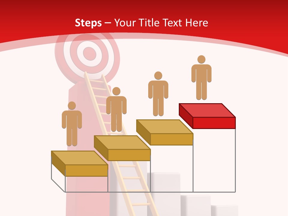 A Ladder Leading Up To A Target On A Red Background PowerPoint Template