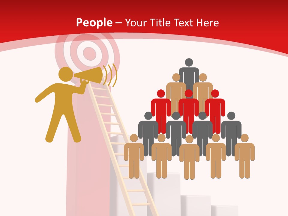 A Ladder Leading Up To A Target On A Red Background PowerPoint Template
