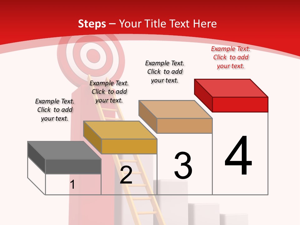A Ladder Leading Up To A Target On A Red Background PowerPoint Template