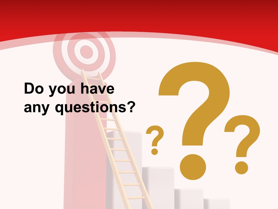 A Ladder Leading Up To A Target On A Red Background PowerPoint Template
