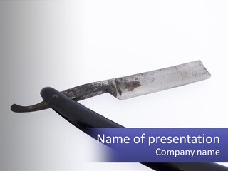 A Knife With A Black Handle On A White Background PowerPoint Template