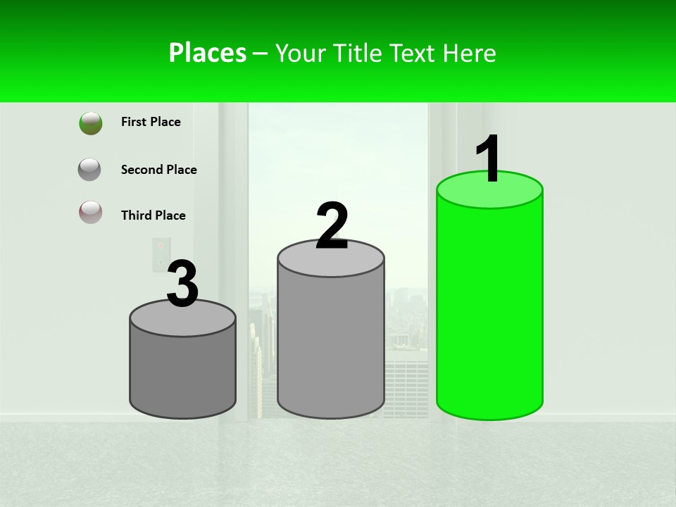 An Open Door Leading To A Large City PowerPoint Template