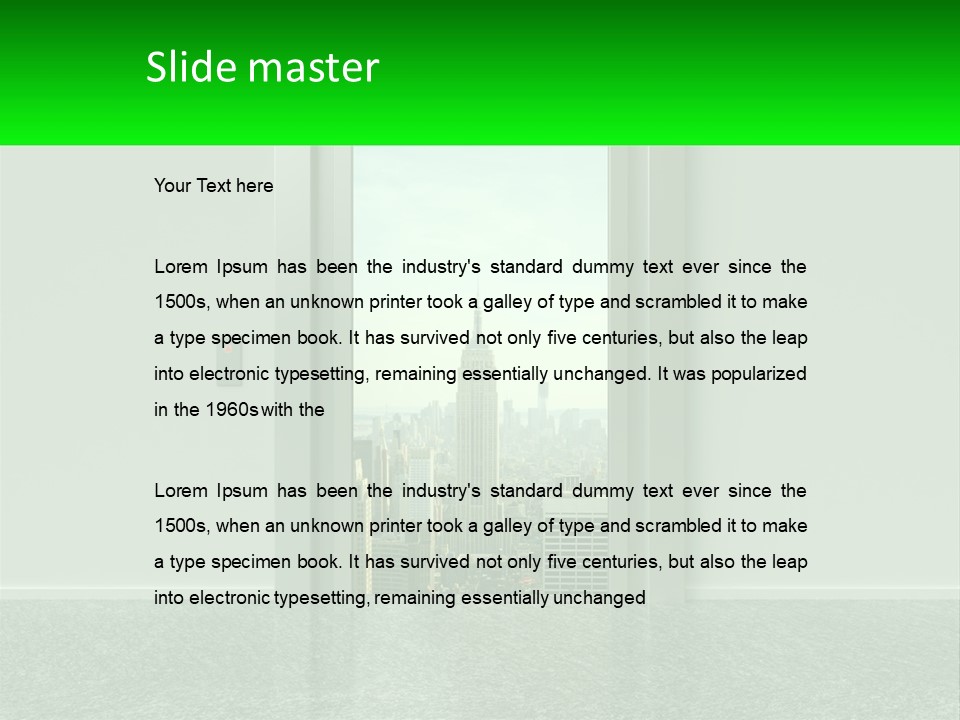 An Open Door Leading To A Large City PowerPoint Template